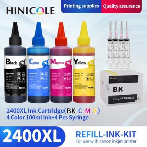 Hinicole 100ml Bottle Ink For PGI-2400XL Refillable Ink Cartridge for Canon MAXIFY iB4040 MB5040 MB5340 MB5140 MB5440 iB4140