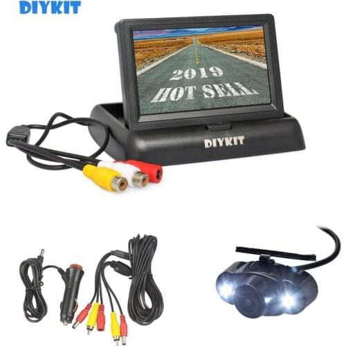 DIYKIT 4.3 Inch Car Reversing Camera Kit Back Up Car Monitor LCD Display HD LED Night Vision Car Rear View Camera