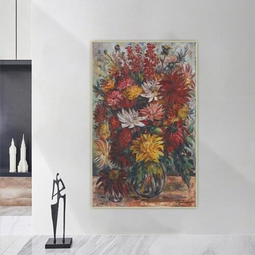 Citon Natalia Goncharova《Dahlias》Canvas Oil Painting Artwork Poster Decorative Picture Wall Decor Home Living Room Decoration