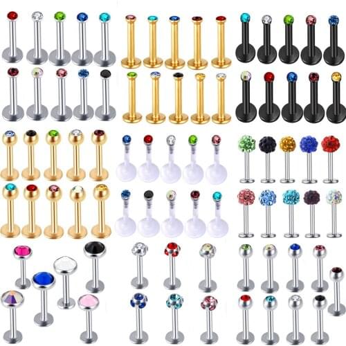 TIANCIFBYJS 16g Labret Ring Lip Rings Tragus Bar Helix Cartilage Earring Stud Barbell Piercings Kit Body Jewelry 1pcs 6/8/10mm