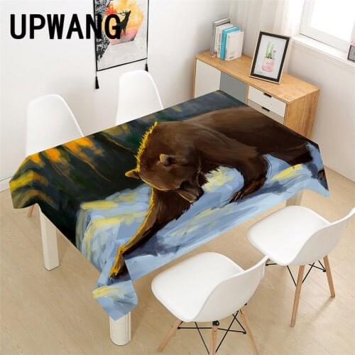 Brown Bear Tablecloth 3D Printed Table Cover Rectangular Tablecloth Wedding Birthday Party Kitchen Home Decor