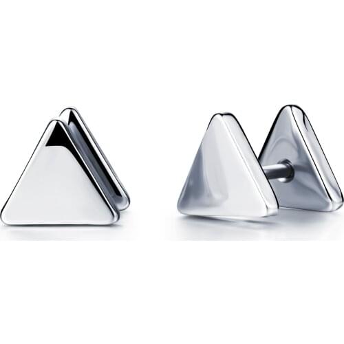 Personality Stainless Steel Triangle Mans Stud Earring Fashion Rock Punk Style Vintage Men Jewelry Anti allergy