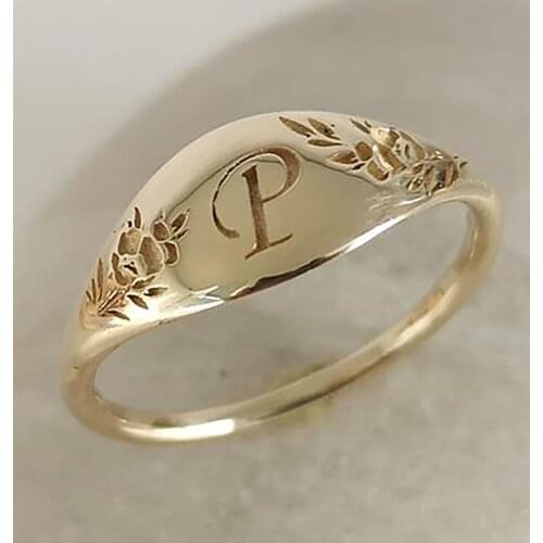 Fashion Personality Initials P Finger Ring Mother Days Gift Love Token for Wife Lover Lady Cocktail Party Wedding Ring