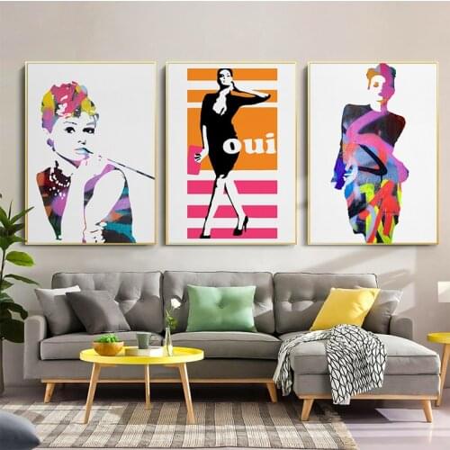 Audrey Hepburn Graffiti Pop Art Fashion Illustration Print Poster Canvas Painting Nordic Wall Picture for Living Room Home Decor