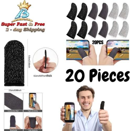 20PCS Finger Sleeve Anti-sweat Handheld Game Professional E-sports Anti-slip Touch Screen Finger Sleeve Gaming Fingertip Cover