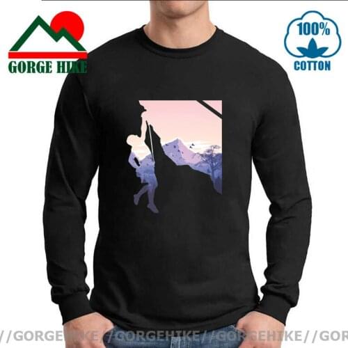 New Men Climber T Shirt Casual Cotton Rock Climb Long Sleeve Funny T-Shirt Mountain Hiking Tshirt MTB Adventure Hipster Clothing