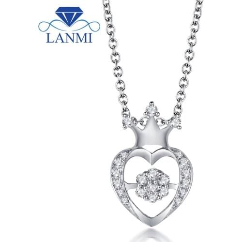 LANMI New Arrival Elegant Diamond Wedding Pendant Solid 18K White Gold Trendy Women Anniversary Loving Valentines Day Gift
