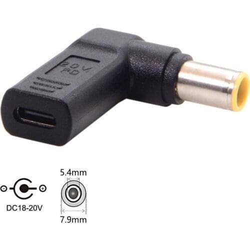 USB C Type C Female to 7.9*5.5mm Male USB PD Emulator Trigger Angled DC Power Adapter Plug Converter for Lenovo Thinkpad Laptop