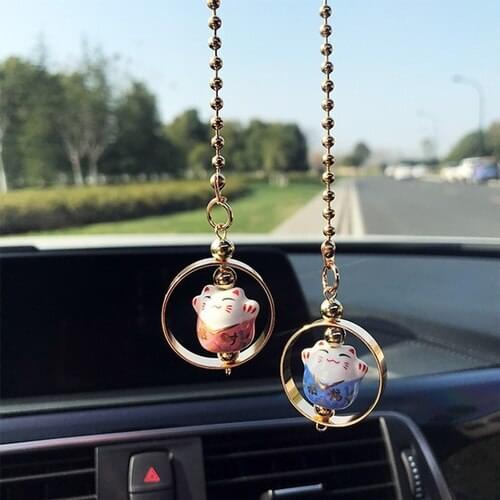 New Lucky Cat Car Pendant Pendant Hanging Jewelry Cute Fashion Car Safety Rearview Mirror Car Decoration Accessories
