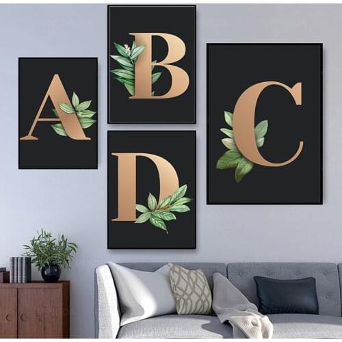 Nordic Letter Poster Graphic Letter Wall Art Canvas Painting Nordic Posters And Prints Wall Pictures For Living Home Decoration