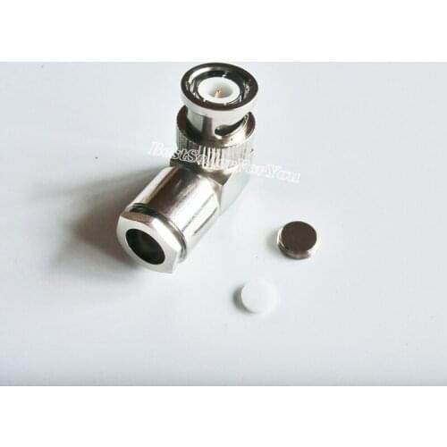 1Pcs Connector BNC Male Right Angle Clamp For RG5 RG6 5D-FB LMR300 Cable RF Coax Connector