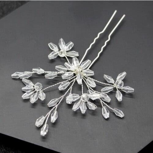 Women Bridal Beaded Hairpins Wedding Hair Accessories Hair Pin Bridal Wedding Headdress Tiara Bridal Clips Bride Hair Jewelry