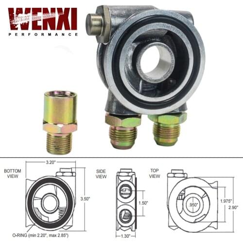Oil Cooler Filter Sandwich Plate + Thermostat Adaptor 3/4" 16-UNF With AN10 Fitting Oil Filter Sandwich Adapter WX6743