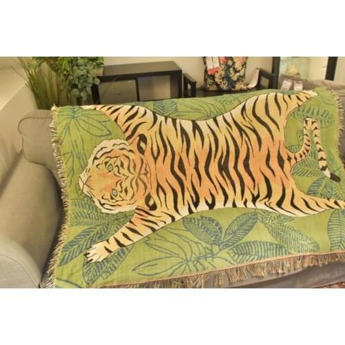 Tiger Throws for Sofa Chunky Knit Sofa Blanket Summer Air Conditioning Office Nap Throw Blanket Boho Decor Wall Hanging Tapestry
