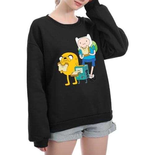 Harajuku Cartoon Print Hoodie Women Cute Long Sleeve Pullover Tops Oversize Itself Sweatshirt Streetwear Black Vintage Clothes