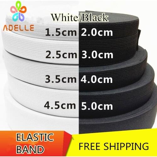 Knit Elastic Band 6/20/25/30/35/40/50mm Width Heavy Duty Spandex/Trim/Sewing/Notion DIY Handwork Free Shipping White Black 5m