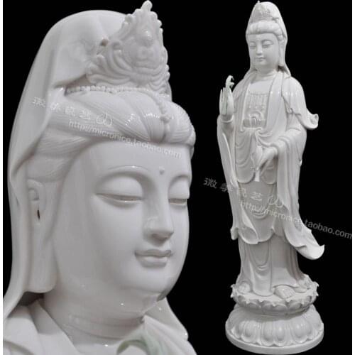 Dehua white porcelain 28 inch put Ephraim willow net bottle Avalokitesvara ceramic for Buddhist supplies like Bodhisattva Guanyi