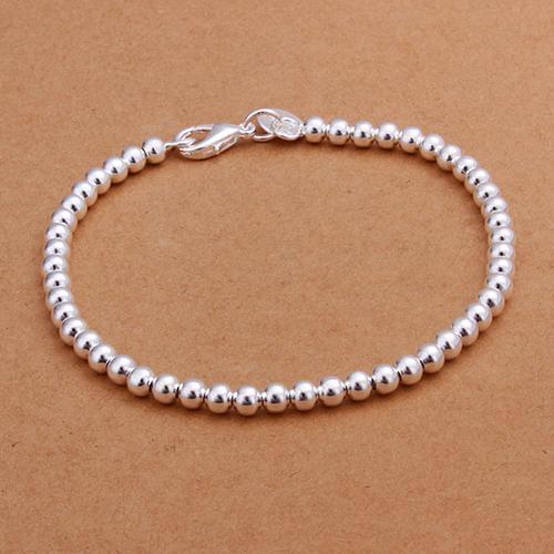 Women Silver Plated Fashion Jewelry Charms 4mm Beads Bracelet Bangle Xmas Gift bohemian