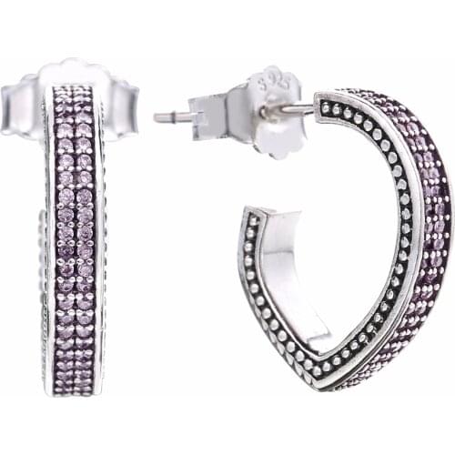 Ajax Charms 925 Sterling Silver Pink Zircon Womens Stud Earrings Minimalist Jewelry Gift Vintage Piercings Femme Mujer