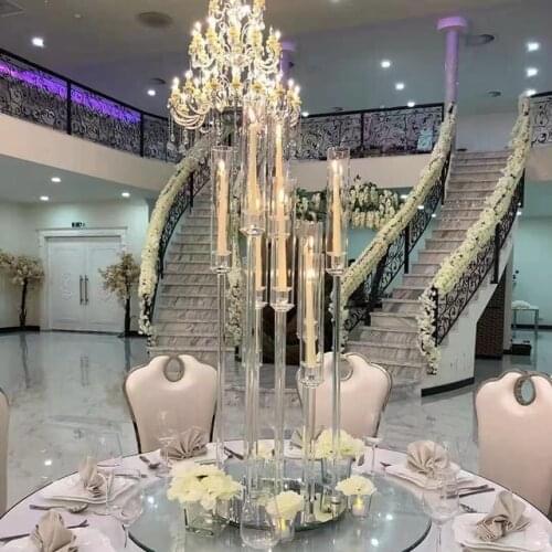 10pcs) 8 heads acrylic crystal pillar candelabra for wedding Yudao59