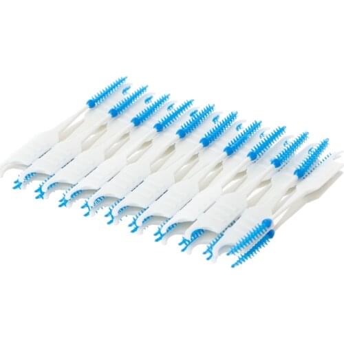 20-200pcs Double Floss Head Hygiene Dental Silicone Interdental Brush Toothpick