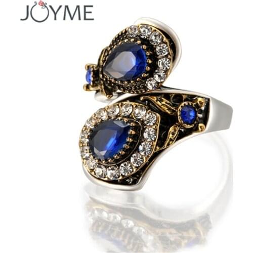 2021 New Unique Vintage Fashion Charms Black Rings For Women Tibet Alloy Antique Oval Mosaic Colorful Ring Jewelry Gift