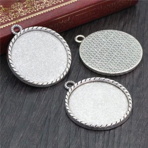 5pcs 30mm Inner Size Antique Silver Plated Classic Style Cabochon Base Setting Charms Pendant (B5-14)
