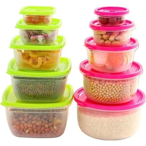 5 Pieces Sets plastic Lunch Box Portable Bowl Food Container Lunchbox Eco-Friendly Food Storage Boxes Kitchen Seal Box