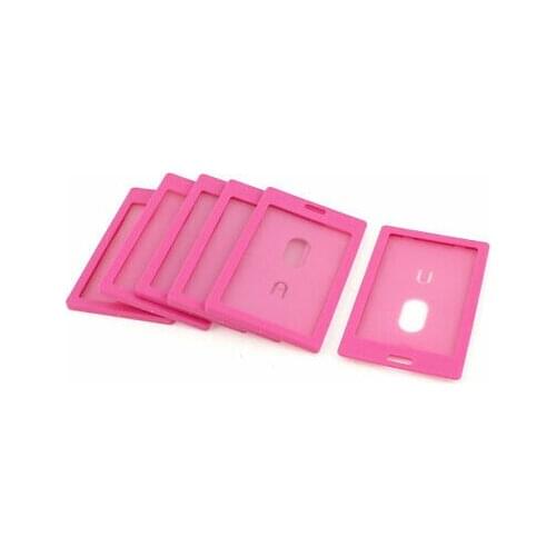 6pcs Fuchsia Plastic Vertical Work ID Card Badge Holder 54mm x 90mm