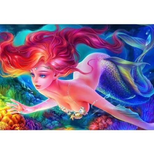 Mermaid diamond embroidery full kit 5 d Diamond Mosaic full square round drill 3d diy diamond painting cartoon girl gift N948