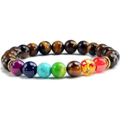 8 Style 7 Chakra Healing Beaded Bracelets Natural Stone Yoga Women Bracelet Vintage Buddha Energy Bangles Jewelry Gifts for Men
