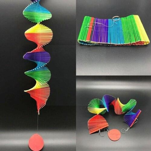 1pc Decorative Wind Chimes Wood Color Wind Turn Corridor Decoration Wind Colorful Pendant Chimes Aisle T3A0