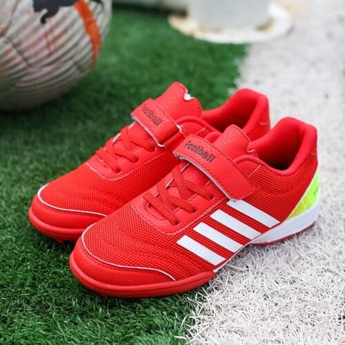 Kids Soccer Shoes Short Spike Boys Girls Rubber Sole Sports Training Football Shoes Gold Silver TF Turf Football Boots EU 27-38