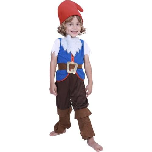 Halloween Kids Mushroom Elves Funny Cosplay Costumes for Children School Christmas Performance Genius Cos Clothing with Beard