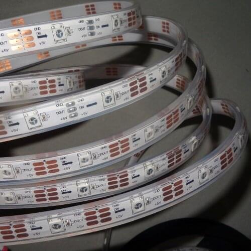 Addressable 5m DC5V SK6812 led pixel srip,IP68,30pcs SK6812/M with 30pixels;WHITE PCB,IP68;epoxy resin filled in the tube