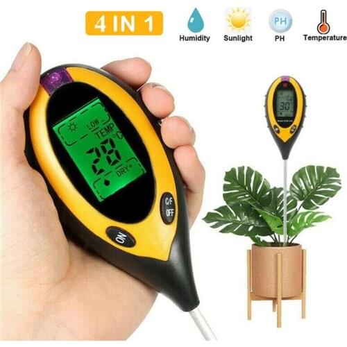 4 in1 LCD Electronic Digital Soil Tester PH Moisture Temperature Analyzer Test Meter Light for Garden Plant Flower Bonsai