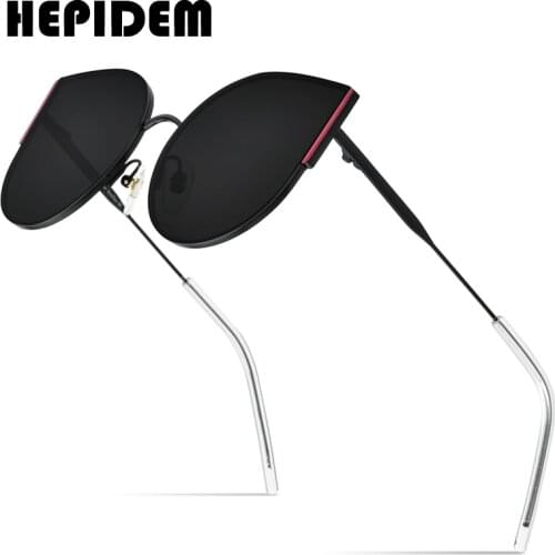 HEPIDEM Cat Eye Sunglasses Women 2020 Luxury Brand Design Fashion Cateye Alloy Sun Glasses Men with Mirror Nylon Lens gm 5017