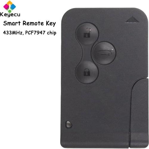 KEYECU Replacement Remote Car Key - 3 Buttons & 433MHz Frequency & PCF7947 Chip - FOB for Renault Megane Scenic 2003-2008