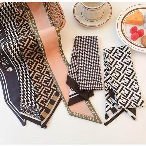 Koreanversion of French silk scarf headband headband fashion ins female tie hair summer trend thin ribbon tie ponytail head rope