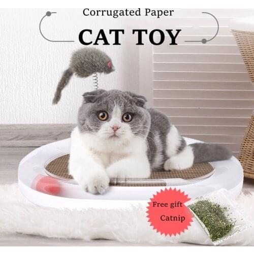 Cat Scratch Board Cat Toy Amusement Plate with Corrugated Paper Catnip Cats Scratching Pad Pet Training Toys Kitten Pet Supplies