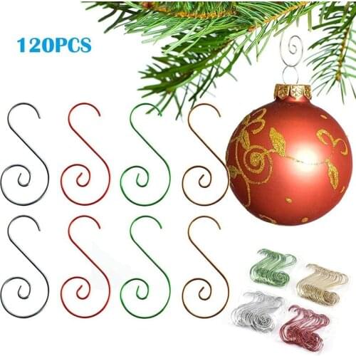 Christmas Ornament Hooks Home Decoration Xmas S-Shaped Stainless Steel Holder Tree Hangers Mix