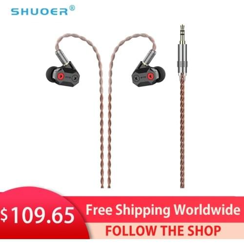 Shuoer Tape 10MM Magnetostatic Hybrid Dynamic Driver in-Ear Earphone With 6N Monocrystalli Detachable MMCX Cable