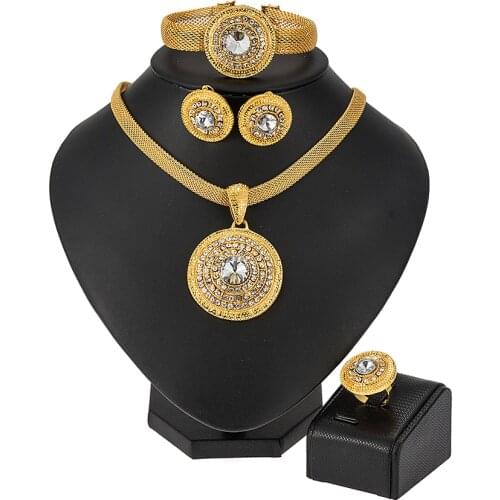 MKUN NEW Fashion African Constume Beads Jewelry Set Nigeria Women Necklace Earrings Jewelry Sets Dubai Gold Color Jewelry Set