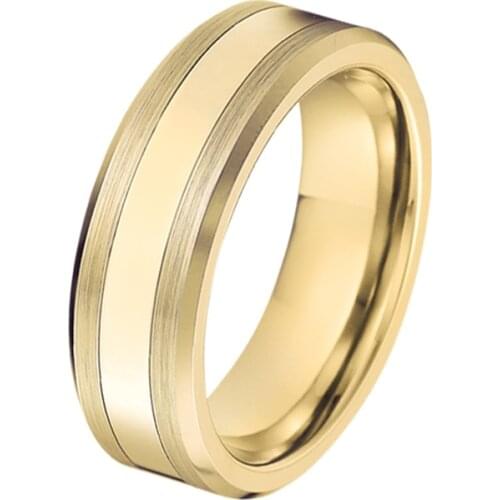 6MM Tungsten Carbide Finger Ring for Men Couples Wedding Bands Comfort Fit Fashion Jewelry Gold color