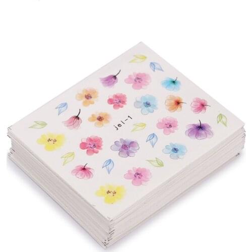 48Pcs Mixed Design Not Repeating Nail Art Sticker Set Women Flower Lips Feather Water Decal Slider Wraps Stickers Decor Manicure