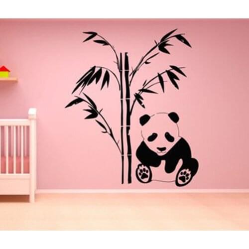 Panda Wall Decal Panda Bear Family Sticker Art Decor Bedroom Design Bamboo Art Mural For Home Bedroom Living Room C10
