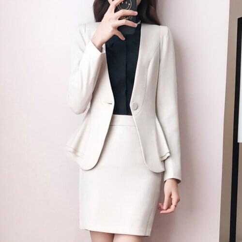 New Autumn office OL business suit Womens Suit Blazer Coat + Short Skirt Two Pieces Student Girls Leisure Skirt Suit