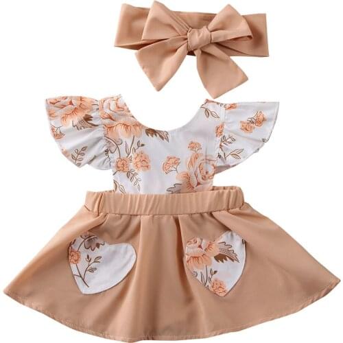 UK Newborn Infant Baby Girl Clothes Flower Ruffle Princess Dress Sundress Outfit