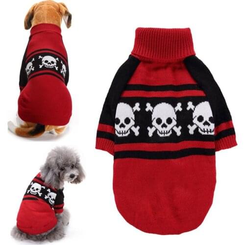 Halloween Dog Clothes for Small Medium Dogs Print High Collar Warm Dog Sweater Two Legs Pet Costume Chihuahua Pug Bulldog Outfit