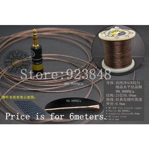 Single crystal occ copper PE 23 core outer diameter 0.8mm (price is for 6meters)
